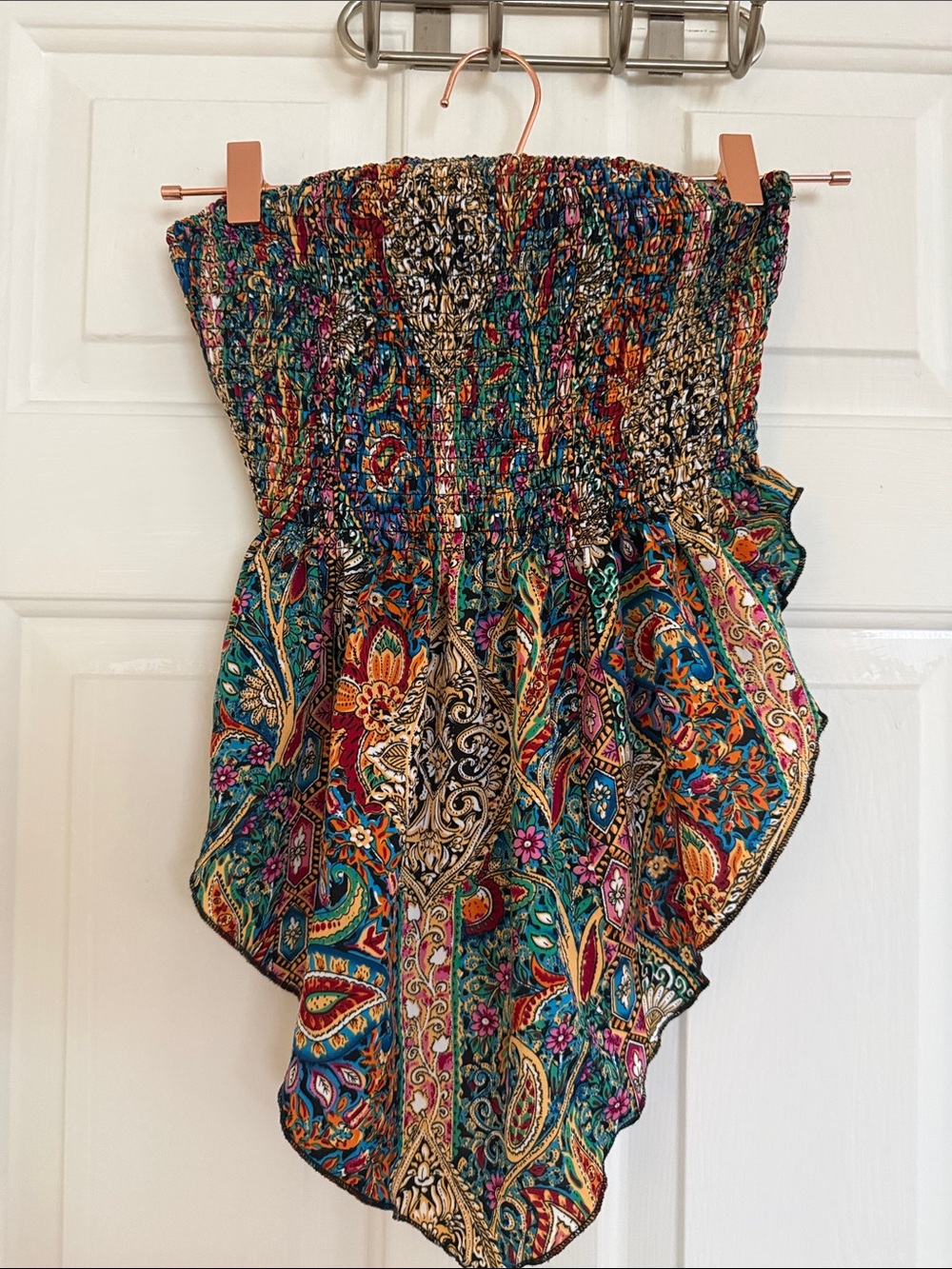 Colorful Paisley Smocked Tube Top